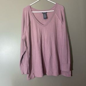 Chelsea & Theodore Waffle Long Sleeve Pullover Purple Shirt